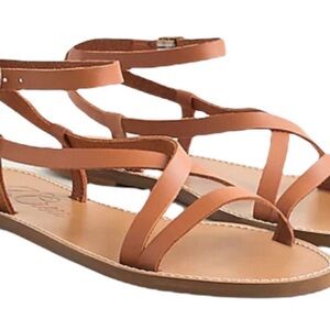 J. Crew Tan Leather Multi-Strap Flat Sandals